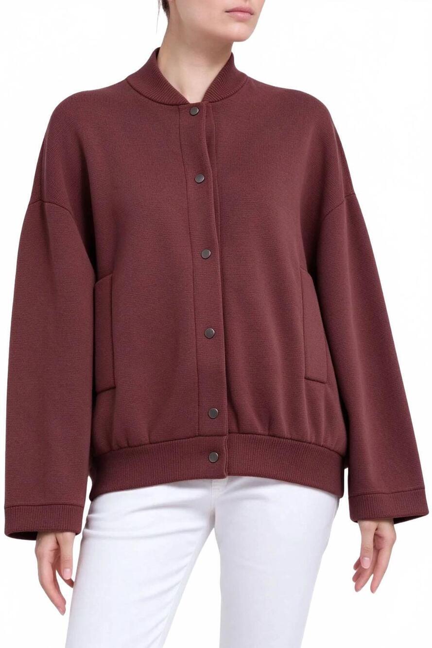 NEW BRUNELLO CUCINELLI women's knit bomber jacket in bordeaux / burgundy